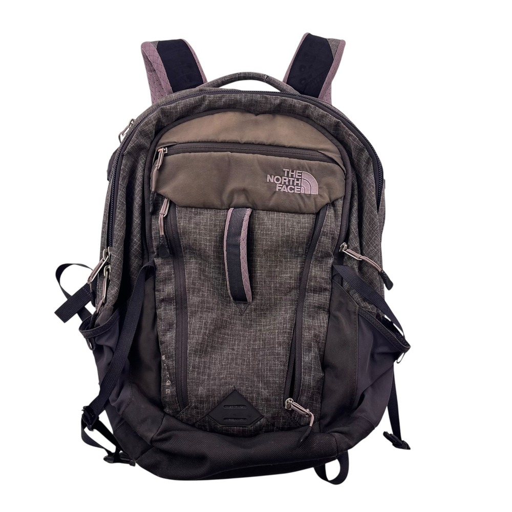 The North Face Surge Backpack Green Purple FlexVent Laptop Daypack Hiking Bag